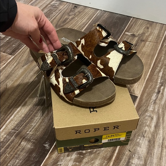 Roper | Shoes | Roper Desiree Cow Print Sandals With Buckles | Poshmark